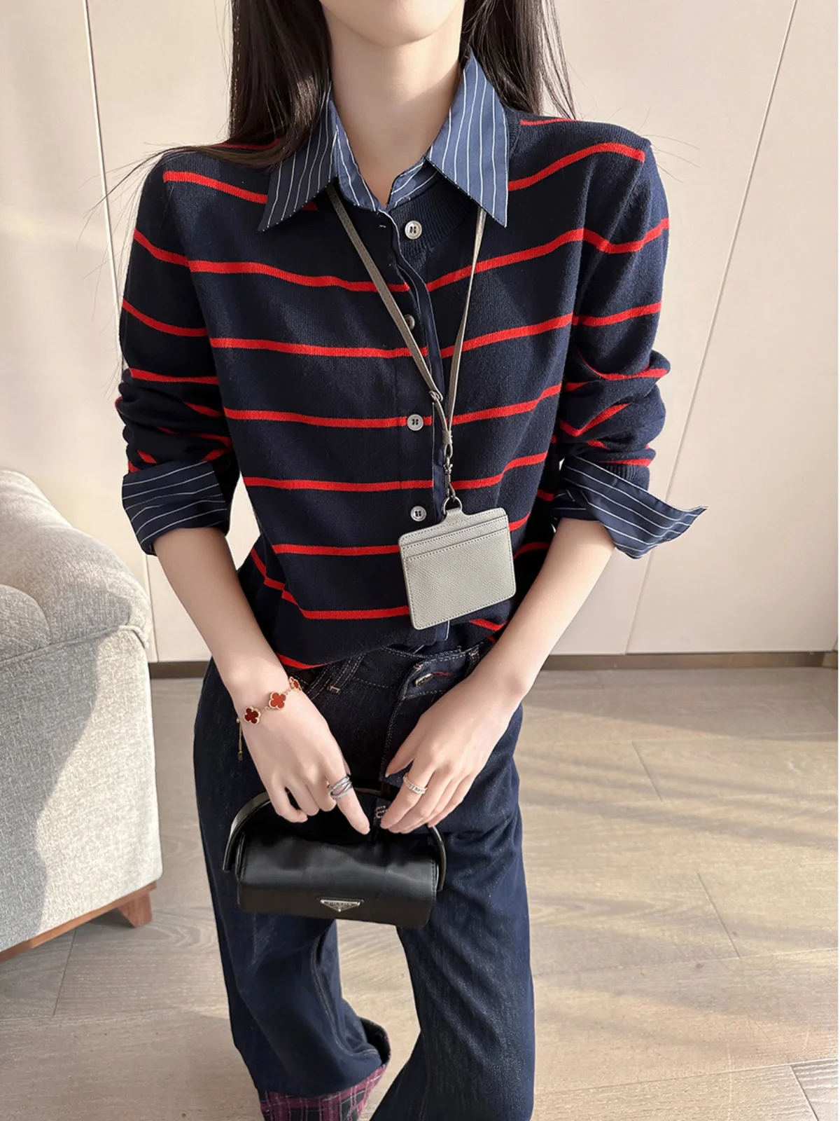 

Pin Women's Autumn New Sle Commute Versatile Sweater Long Sve Regular Length Button Closure