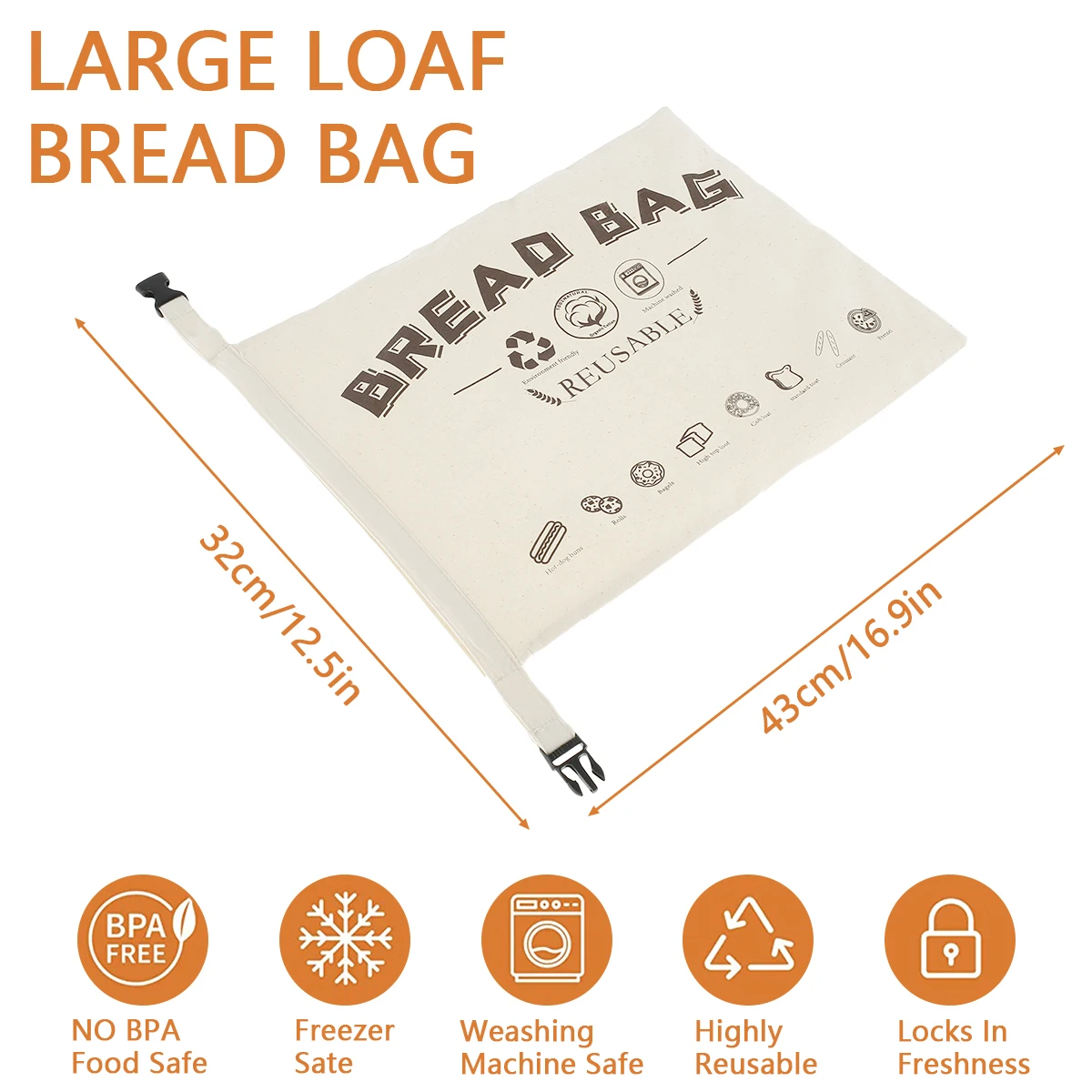 Bread Bags Reusable Freezer Bread Storage Bags for Homemade Bread Gift Giving Fresh Keeping Bread Container with Double Lining