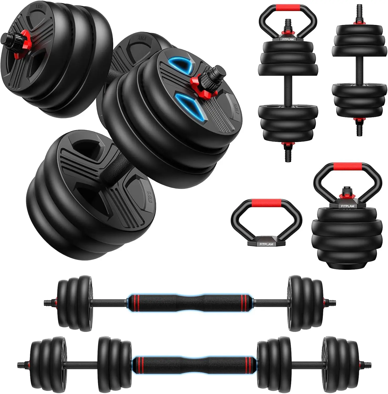 Versatile Adjustable Dumbbell Barbell Kettlebell Weight Set Home Gym