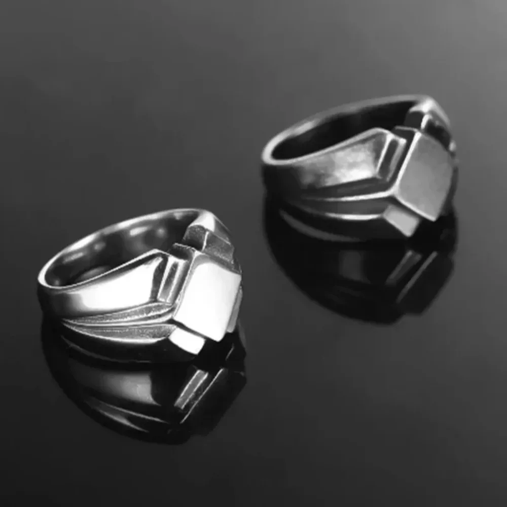 Retro Punk Ring for Men Boy Geometric Rhombus Rings Vintage Oxidized Silver Color Rock Finger Trendy Male Jewelry
