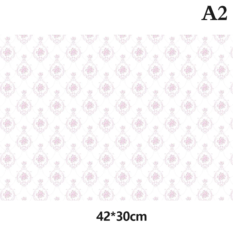 Papier Peint Autocollant Floral – 48x36 Cm – Échelle 1/6 Et 1/8 – Maison De Poupée – DIY