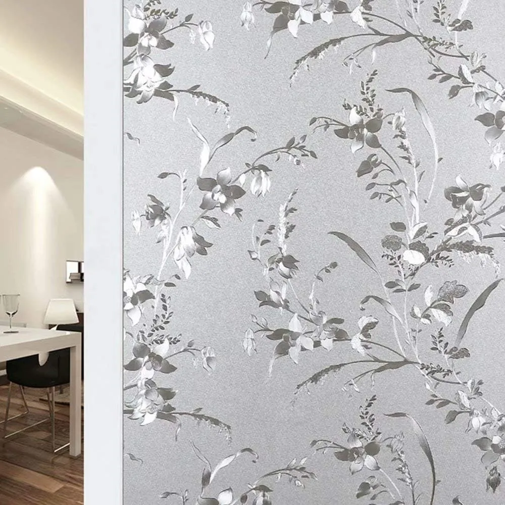 Window Privacy Film Decorative for Front Door, Bathroom Static Cling Stained Glass Sticker Opaque Heat Control UV Blocking