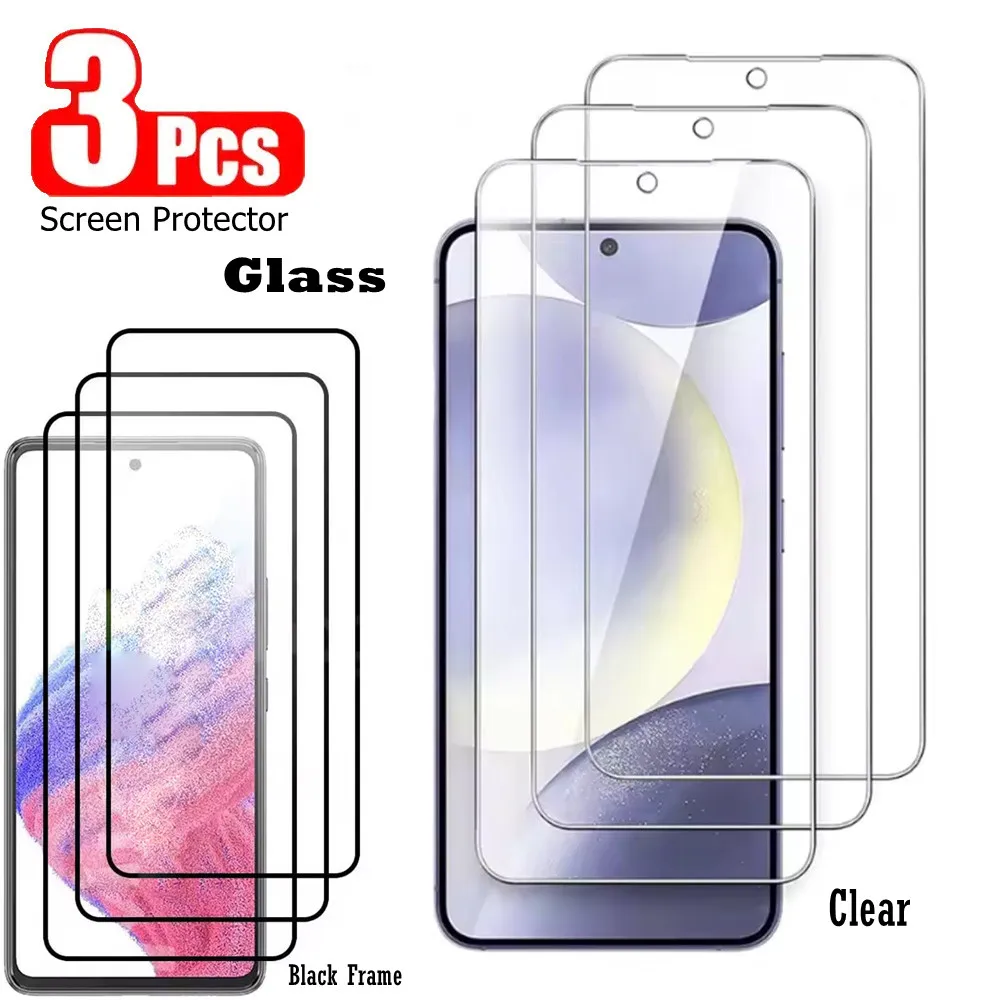 3 Stück Glas-Displayschutzfolie für Samsung Galaxy A57 A37 A17 A56 A36 A16 A55 A35 A15 A54 A34 A14 A53 A52 S20 S23 S24 S25 FE Film