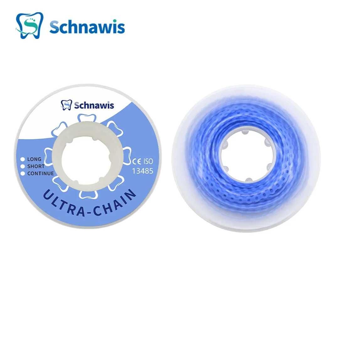 Dental Orthodontic Elastic Power Chain Colored Rubber Band 15feet/Spool Long Short Continuous Power Chain for Brackets Braces