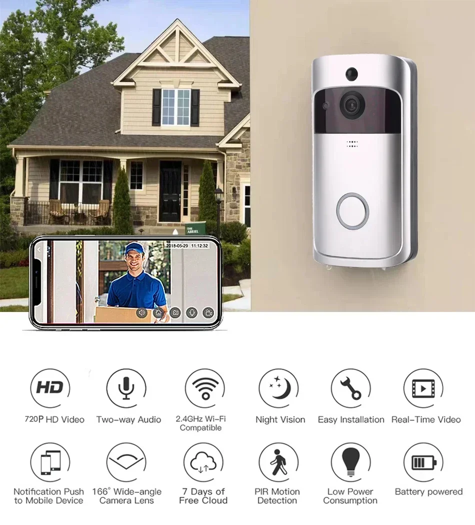 wowcam app Video Door Bell Wifi Wireless Doorbell Smart Camera Door Phone Intercom with Motion Detection Waterproof