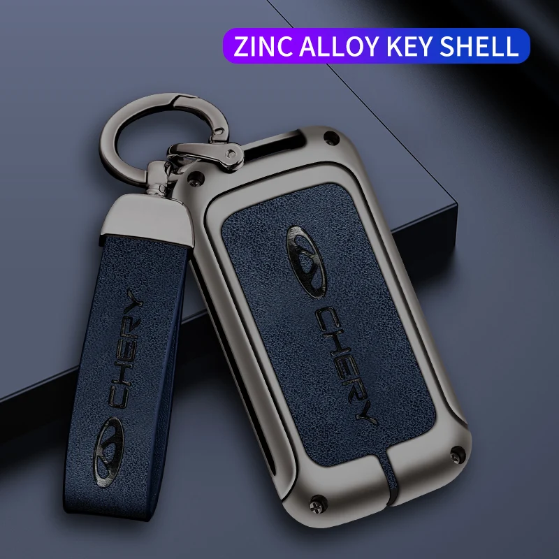 B Car Remote Key Case Cover Protective Keychain zincalloy PU leather For CHERY Tiggo 8 Tiggo 7 FLY 19 Tiggo 5X keys accessories