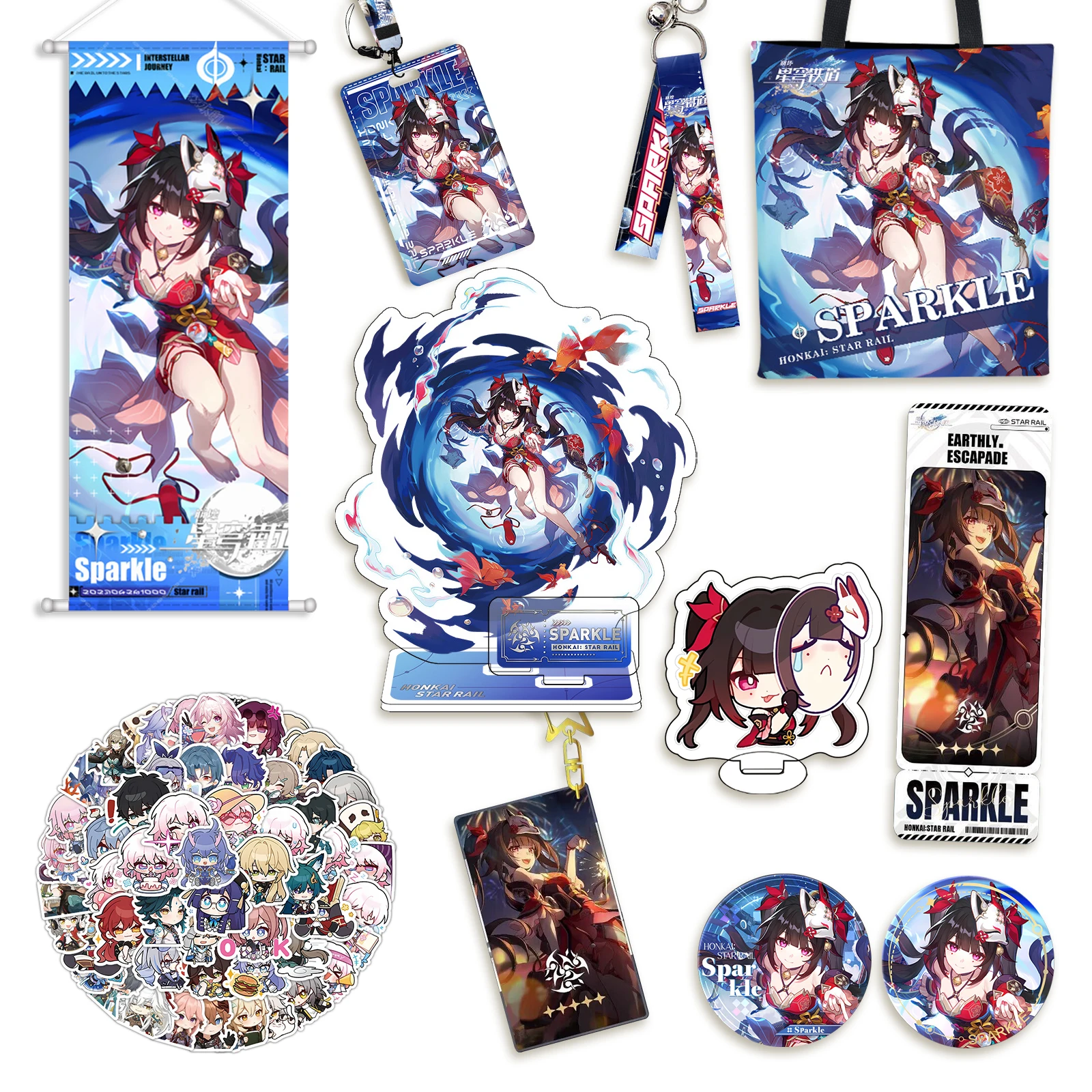 

Honkai Star Rail Set Gift Box Sparkle Badge Acrylic Stand Key Holder Birthday Christmas Present Anime Merch