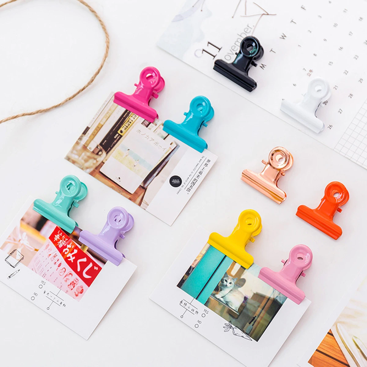 

10 pcs Round Clips Premium Metal Candy Color For Home Office School Paper File Photo Organizer Clip Fastener Stationery Supply