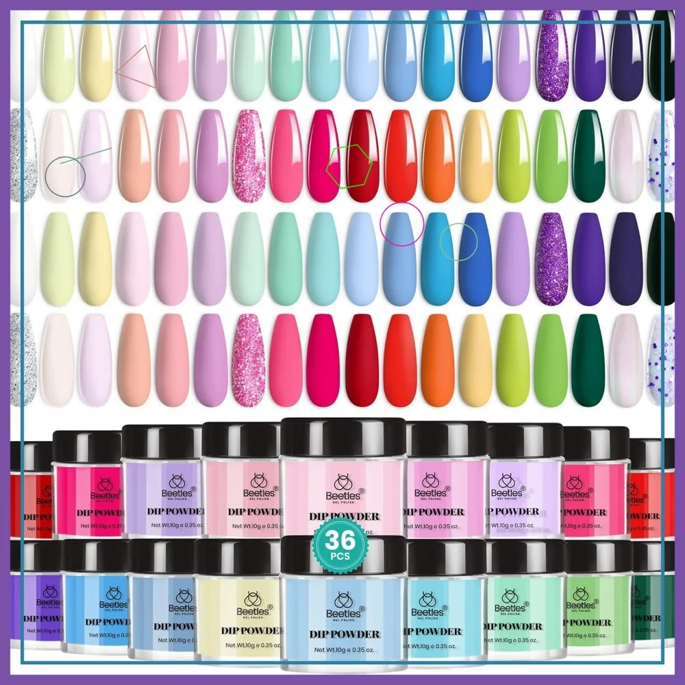 Kit d'ongles en poudre à tremper 36 couleurs, nuances Pastel à paillettes pour manucure française, ensemble de Salon de bricolage à séchage rapide