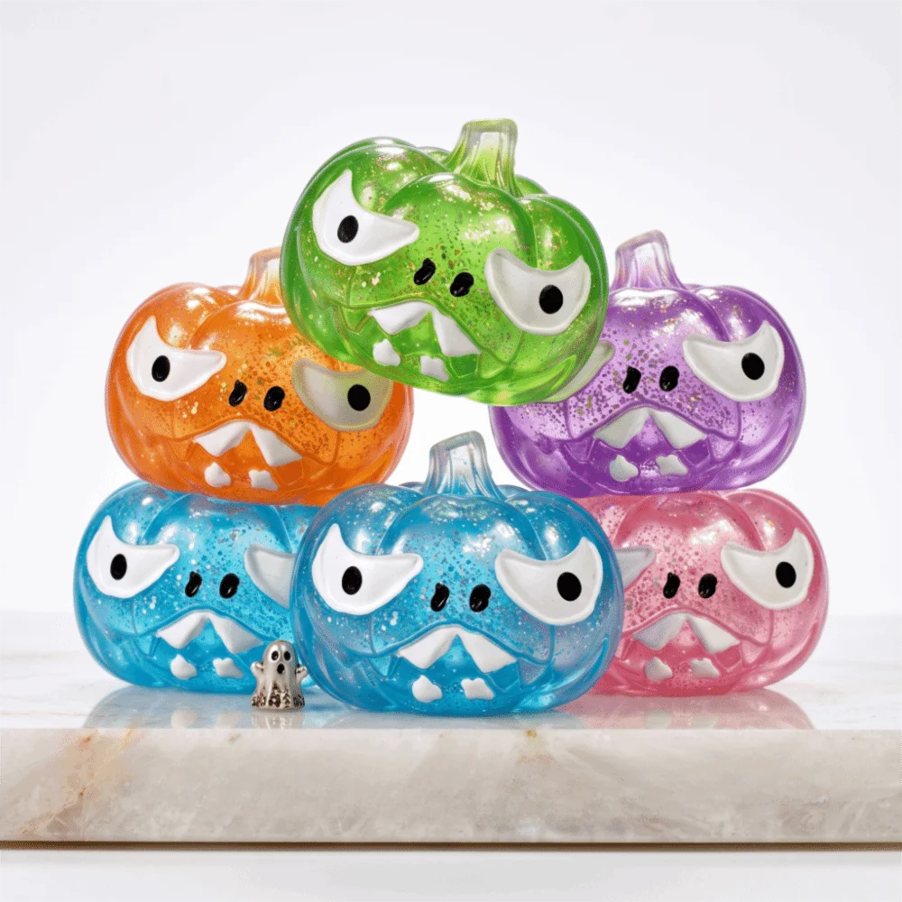 Devil Pumpkin Slow Rebound Pumpkin Squishy Soft Elastic Pumpkin Fidget TPR Cartoon Pumpkin Pinch Halloween Decor