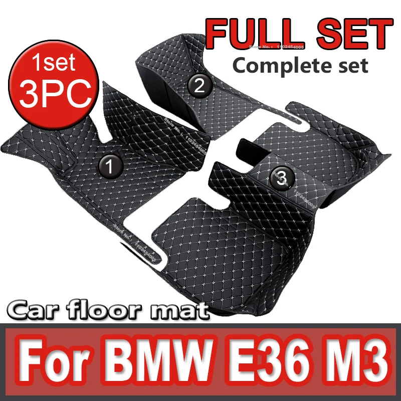 Custom Automotive Car Floor Mats For BMW E36 M3 1995 1996 1997 1998 1999 Auto Luxury Leather Men Women Car Mats Full Coverage