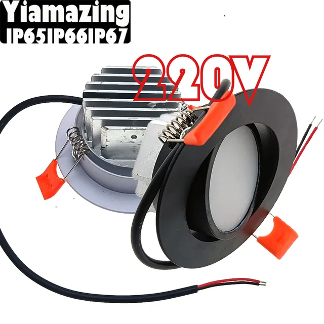 Obrotowa oprawa LED 220V, wodoszczelna IP65 IP66 IP67, do użytku zewnętrznego, 7W 9W 12W, do kuchni, łazienki, toalety, na okap, sufit, lampa punktowa.