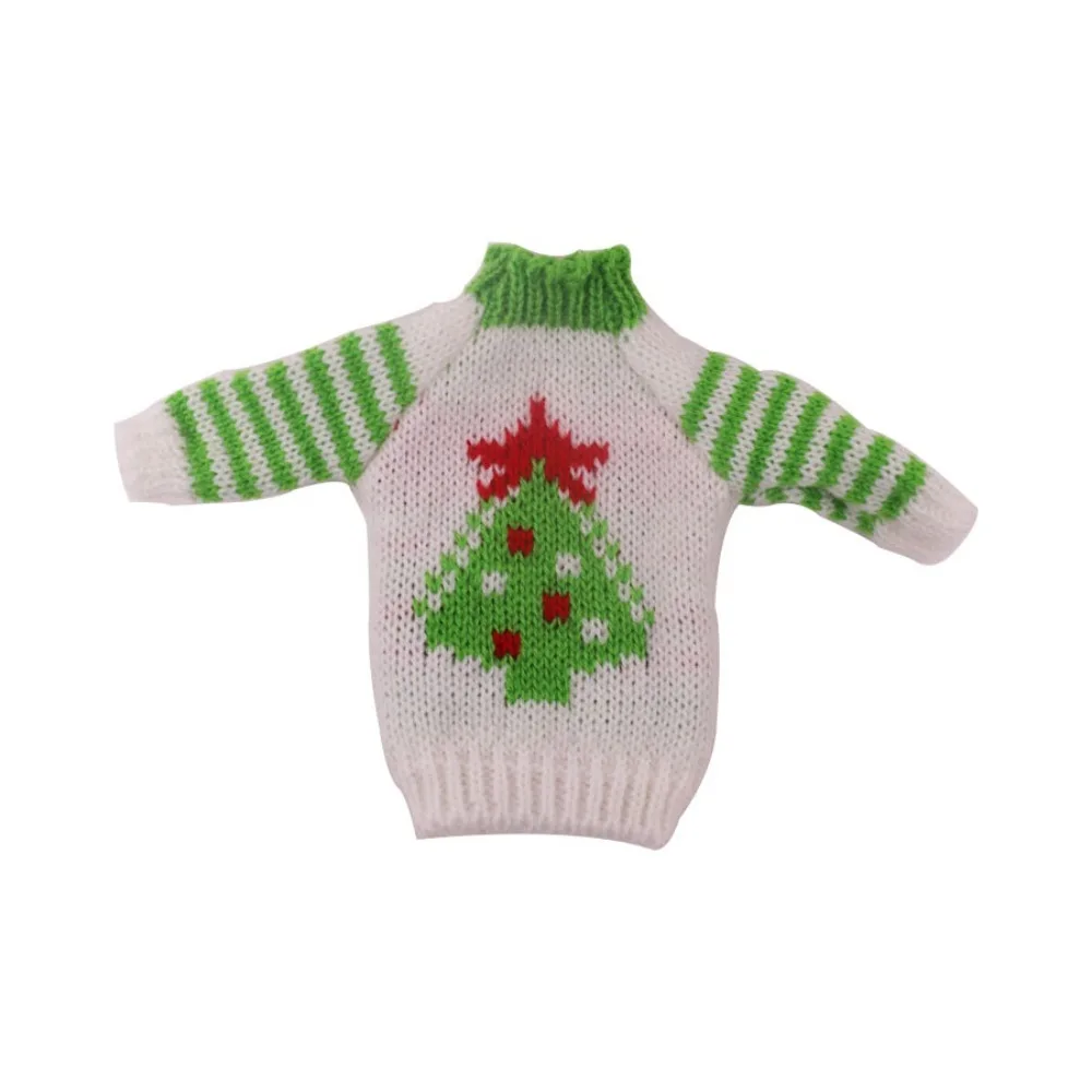 Suéter de invierno para muñecas Barbie, ropa de muñeca con patrón de árbol de Navidad de felpa, accesorio de juguete de elfo, ropa de punto cálida, regalos de cumpleaños