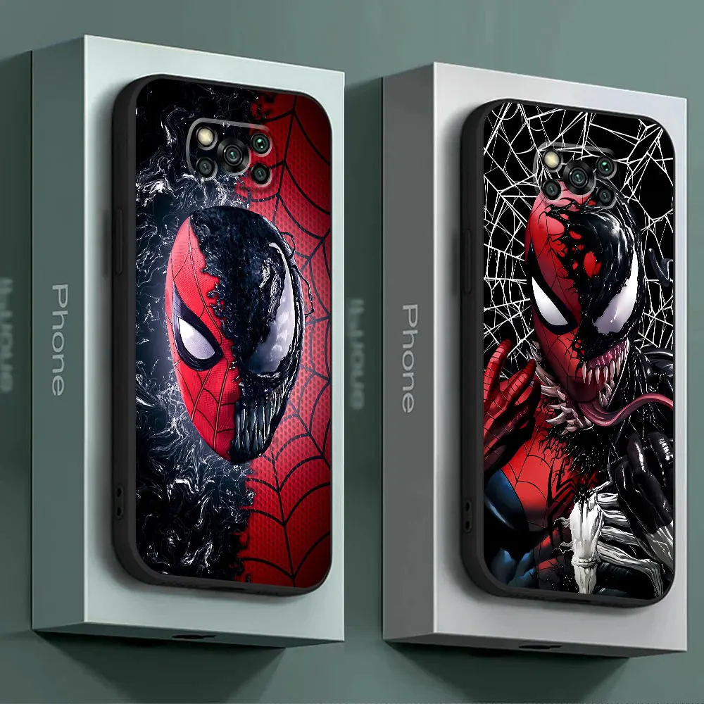 Marvel Spider Man Venom Back Case for Xiaomi Poco X4 GT M3 X3 NFC F5 M5 C50 C51 X4 Pro 5G M4 Pro 5G C40 F1 Black Soft Cover