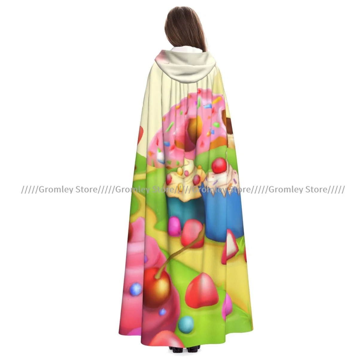 Yummy Donuts Land Cupcakes helado dulce nubes capa de bruja disfraz de Halloween capa Unisex para adultos capa Retro para edades