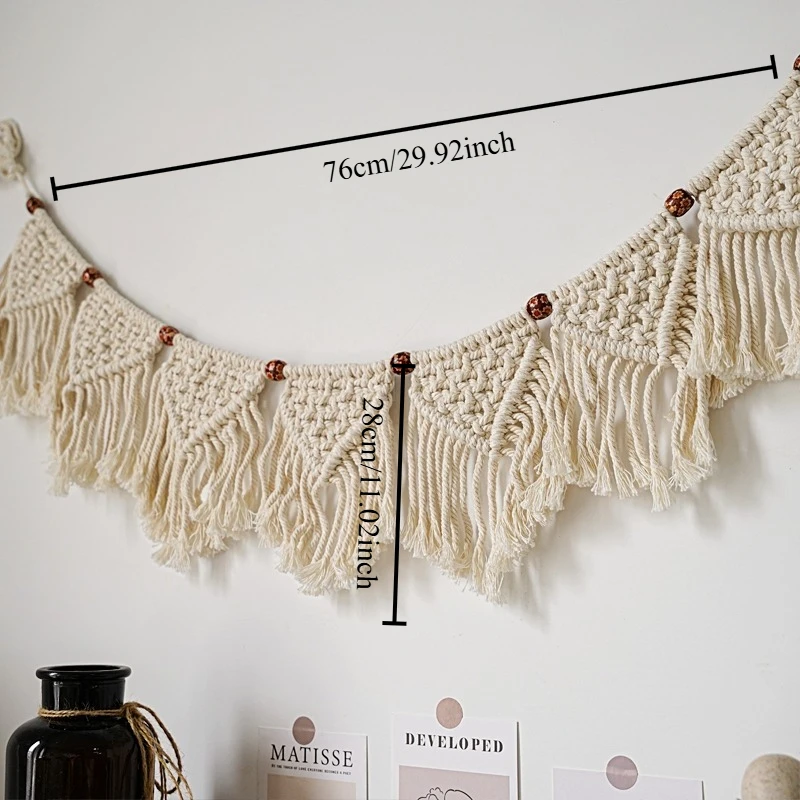 1 PC Handwoven Nordic Fringe Banner Tapestry Rustic Wall Hanging Living Room Background Textile Decor Birthday Party Decoration