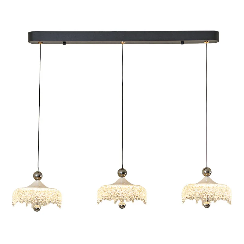 

Cream wind three-headed long plate restaurant chandelier medium ancient style 2025 new dining table bar light