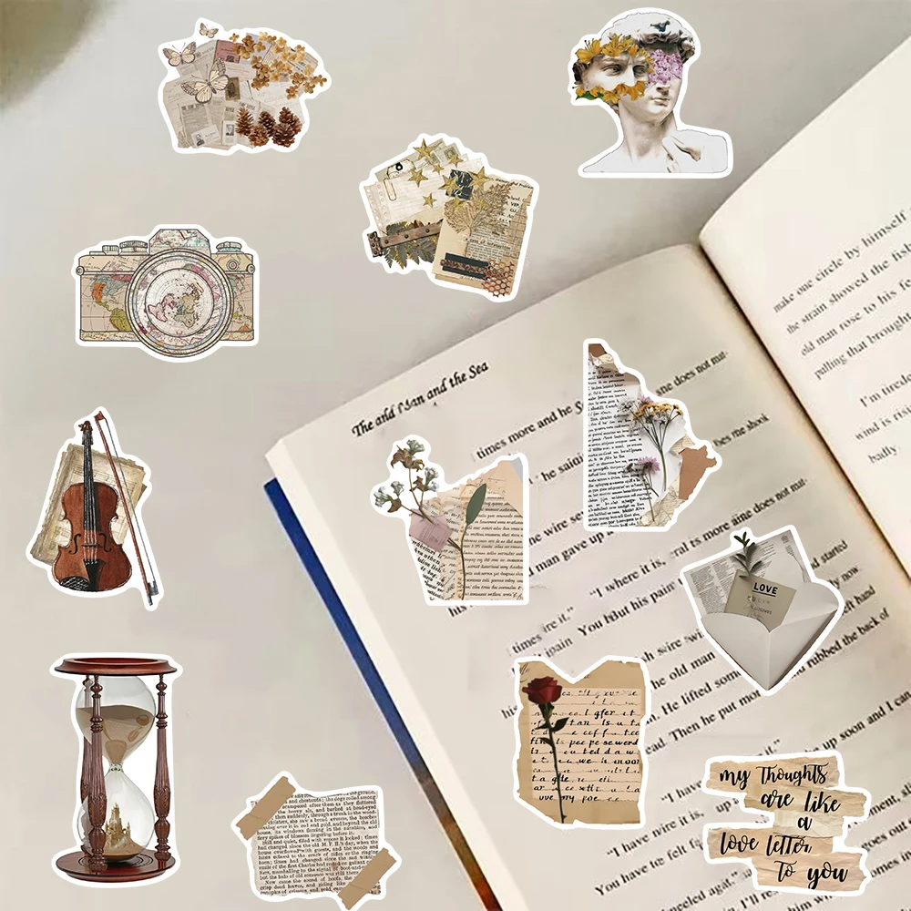 30PCS Retro Handwritten Series Sticker Aesthetic Stationery Laptop Graduation Harajuku Luggage Art Picture School Funny Sticker