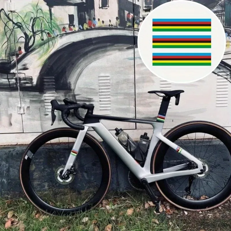 3-Pack Champion Rainbow Reflective Stickers - High Visibility Multi-Colored Stripes, Durable PVC Bike Stickers for Road Bikes,