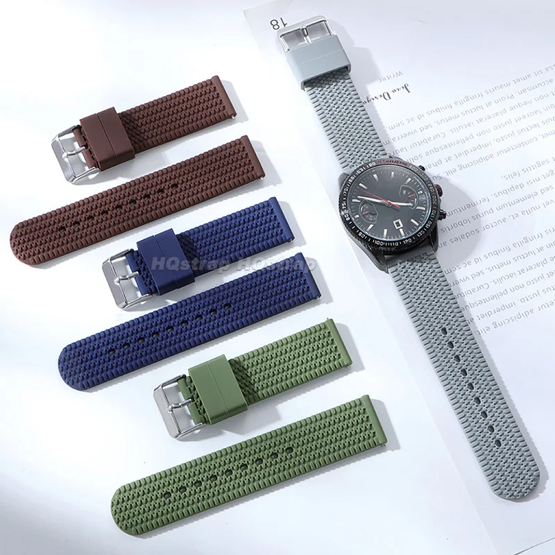 حزام ساعة سيليكون 18 مللي متر 20 مللي متر 22 مللي متر 24 مللي متر حزام مطاطي ناعم ل Seiko ل سوار رولكس الإفراج السريع الرياضة استبدال معصمه