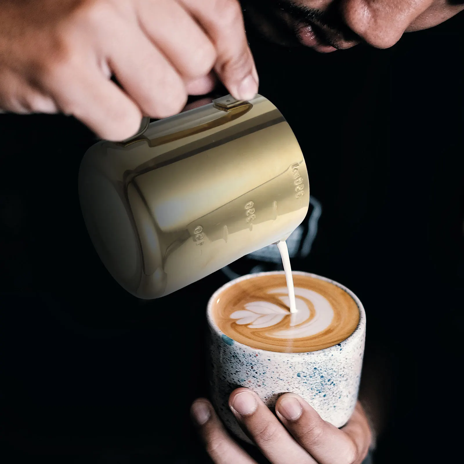 

Milk Frothing Pitcher 12Oz Stainless Steel Ergonomic Handle for Latte Art Cappuccino Tool Home Cafe Use