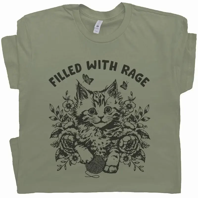 Funny Cat T Shirt Rage Consumes Me Cute Silly Kitten