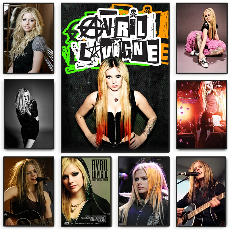 Famous Pop Rock Singer Avril Lavigne Fashion Poster Canvas Painting and Print Wall Art Classic Retro Picture for Room Home Decor