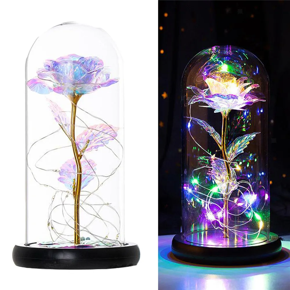 LED Enchanted Rose Light Artificial Plastic Flower In Day of