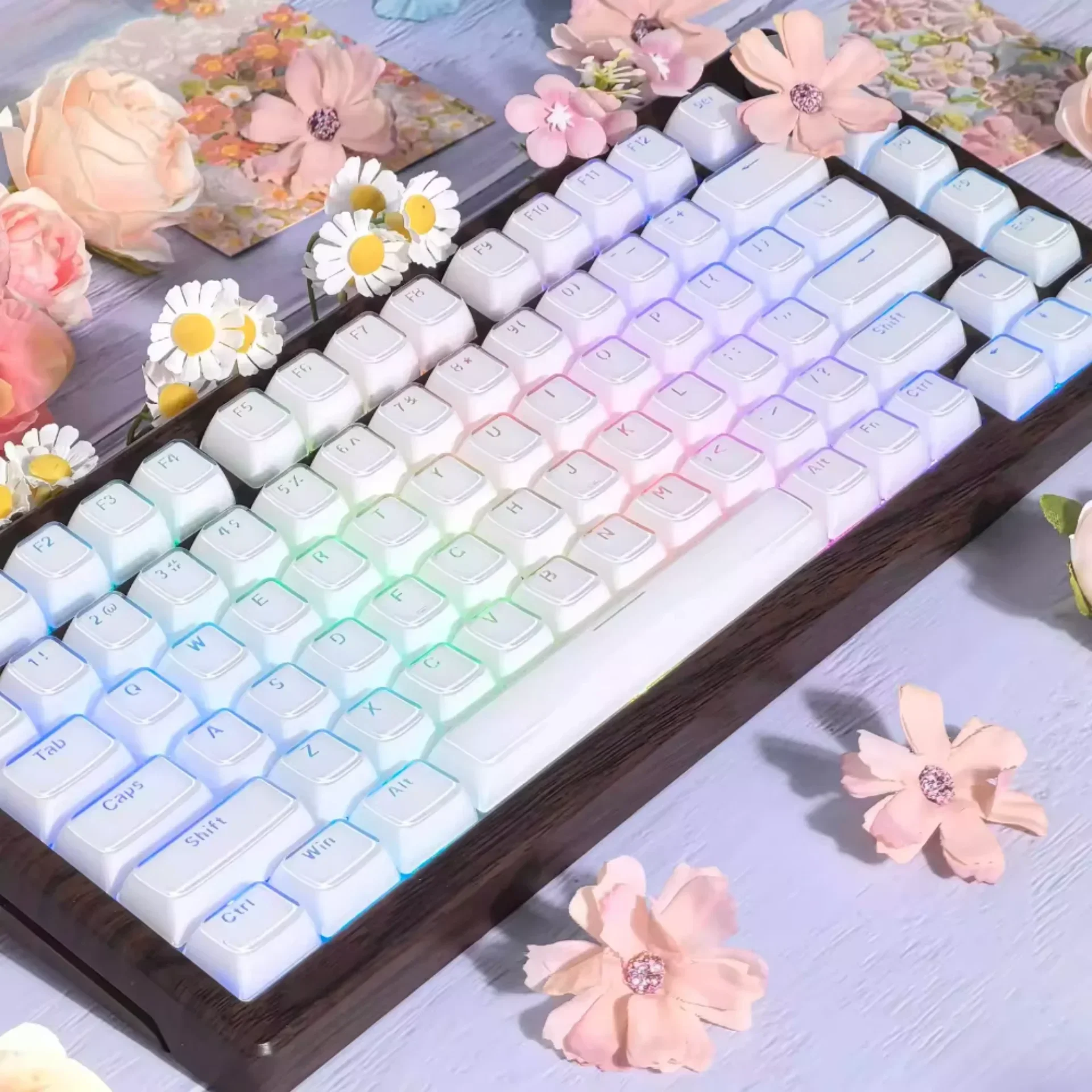 

Jelly Crystal Keycap Set PC Double Layer Translucent MDA Split Space for MX Switch 60/84/90/104/108 Mechanical Keyboards