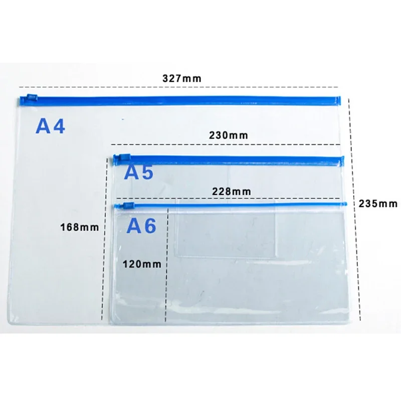 10 pcs File Bag Stationery Clear Plastic Bag Translucent Folder student kids stationery  A4/A5/A6 Size Document Bag File Folder