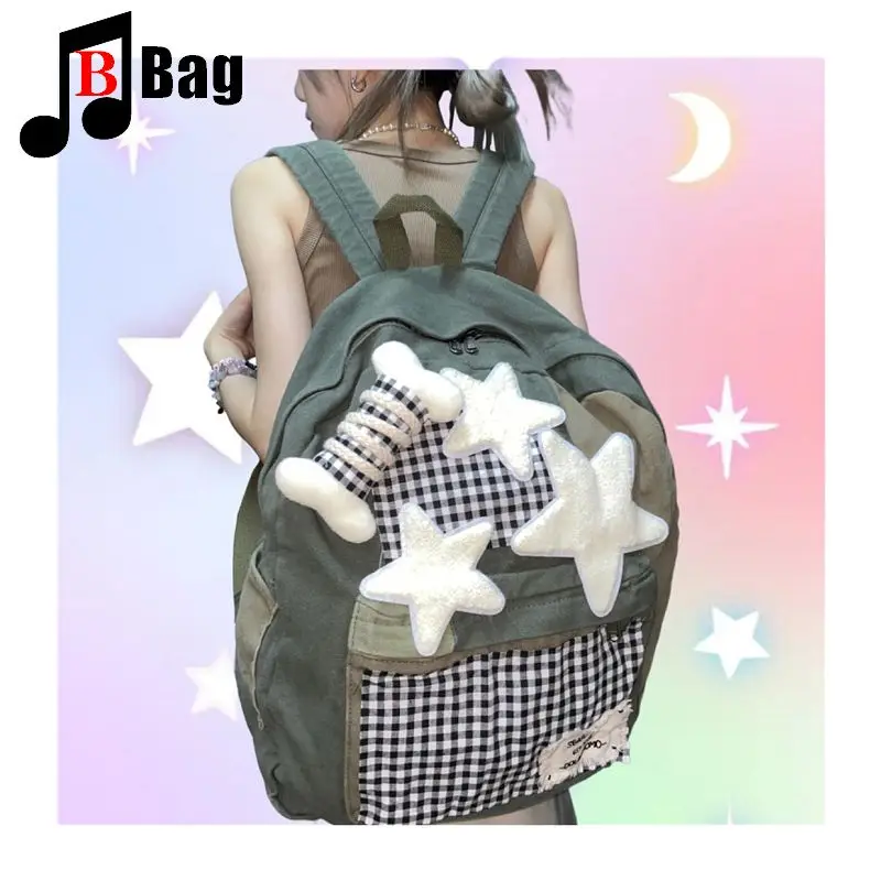 

Women's Handbag Backpack Y2K Niche casual Backpack subculture Gothic Harajuku Bone Stars Large capacity punk student schoolbag