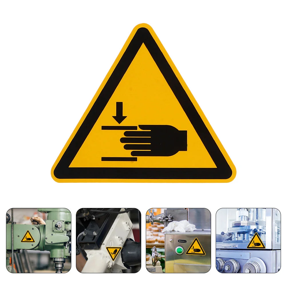 8 PCS Safety Warning Labels Stickers Caution Self-adhesive Vinyl Hand Decal