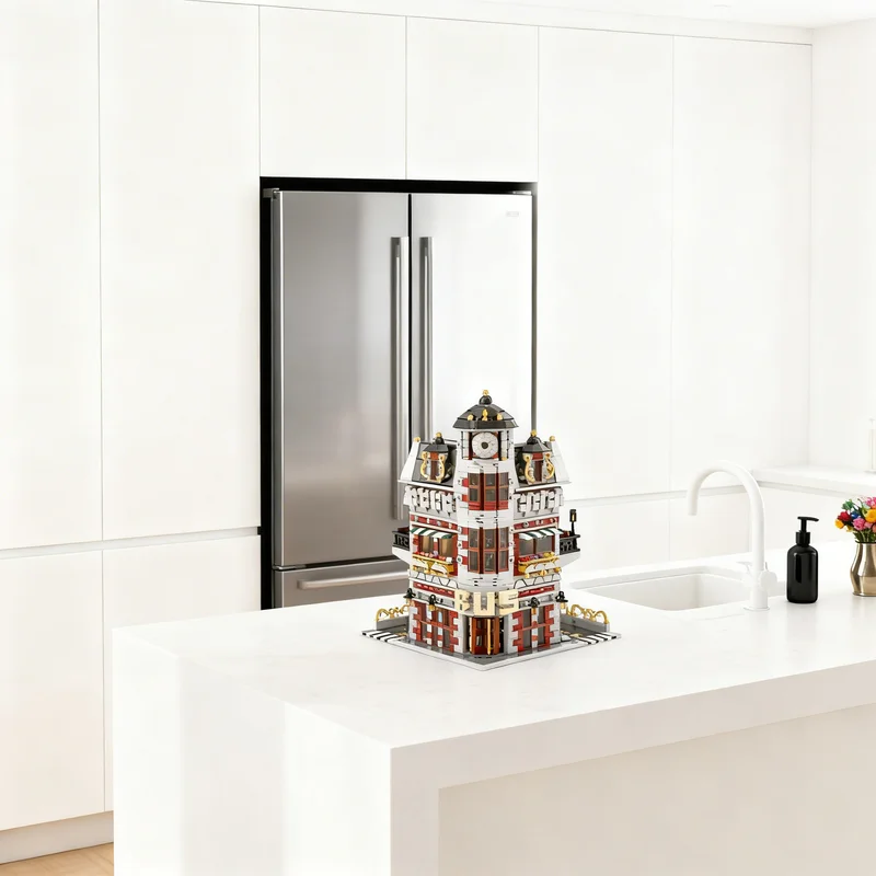 

3675 деталей MOC 59 Терминал общественного транспорта с кофейней, модель городского транспортного узла, строительные блоки, креативный подарок для самостоятельной сборки, декор для демонстрации, премиум-класс для взрослых