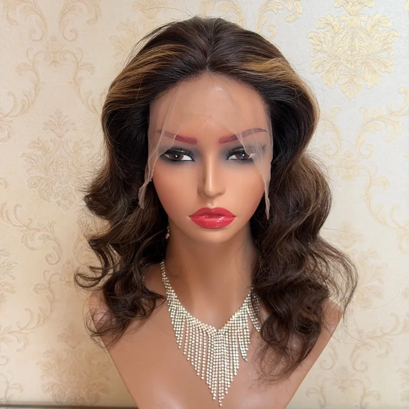 

Glueless Wig Human Hair Blonde Highlights Brown Colored Human Hair Wig 13x4 Pre Bleached Knots Stock Loose Deep Cheap Price