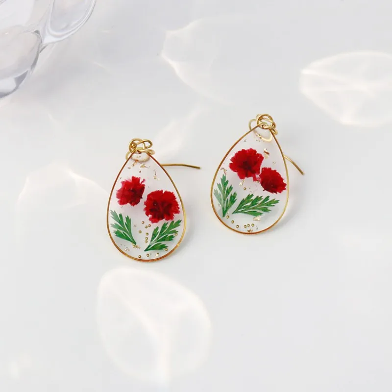 Pressed Flower Geometric Earrings Epoxy Resin Jewelry For Women 30