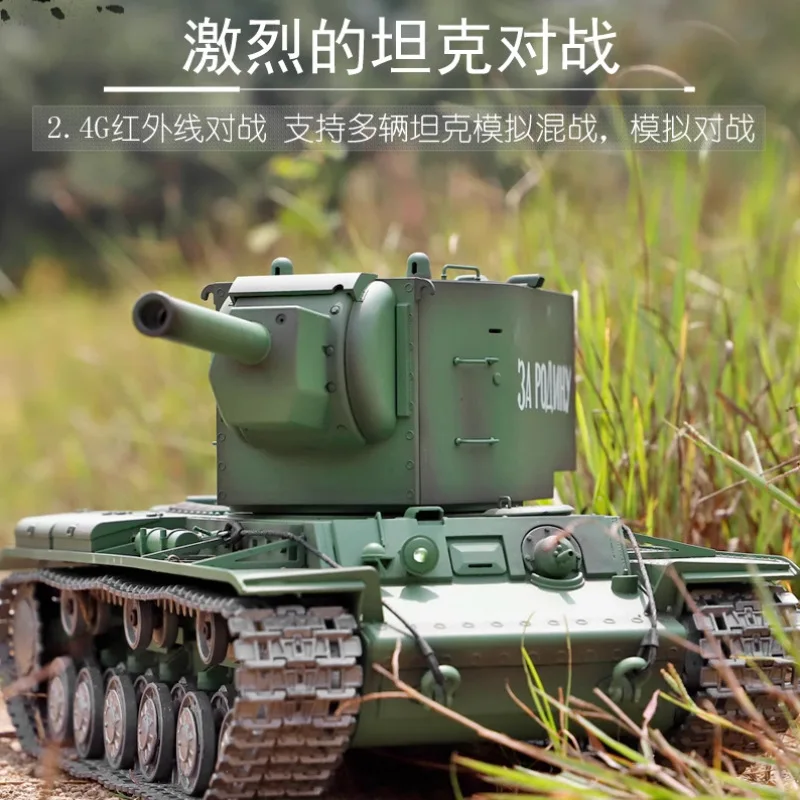 Henglong Remote Control Tank KV-2 Large Electric Military Model Toy For Boys With Metal Tracks Toy Car