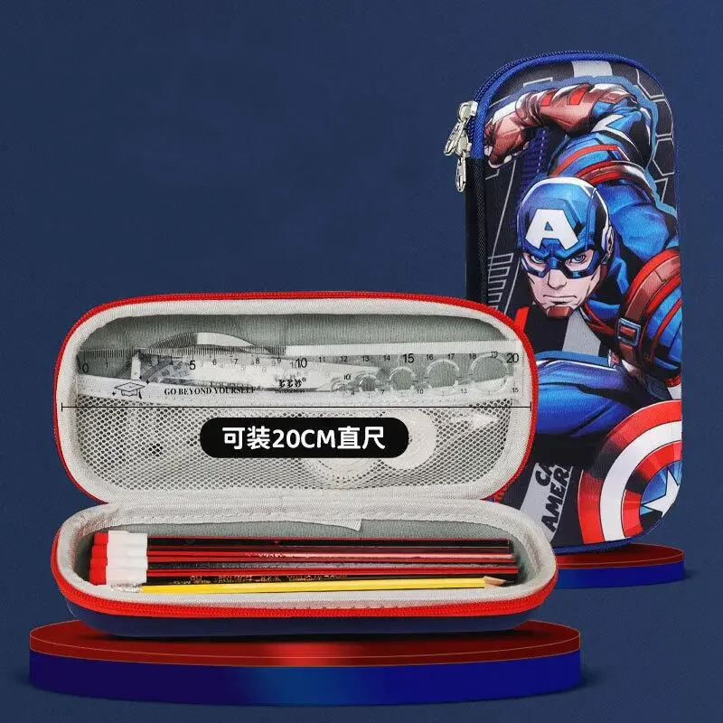 Marvel Spider-Man Pencil Case Cute Anime Cartoon Iron Man Captain America Large Capacity Bilayer Pencil Box School Supplies Gift