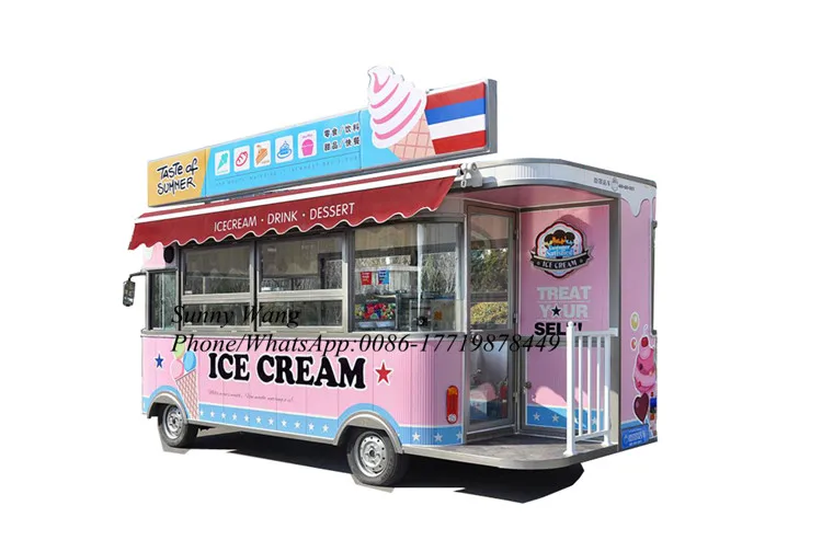 OEM 5m Mobile Hot Dog Food Cart, Ice Cream Food Cart Trailer, Outdoor Street Mobile Fast Food Cart For Sale