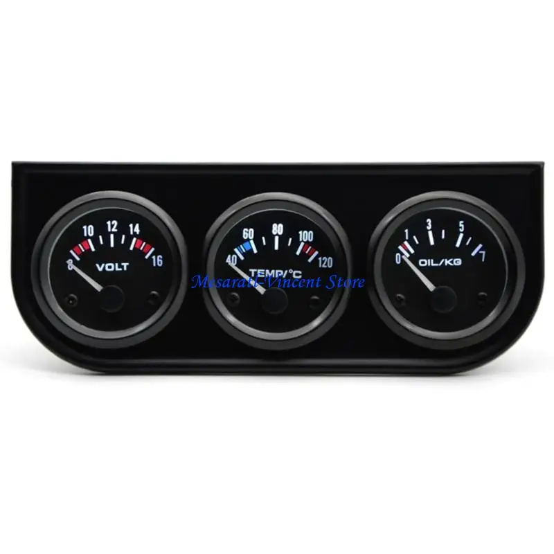 

A70F 2 Inch 52mm Triple Gauge for Automotive Monitoring Water Temp Oil Pressure with Easy Installation and Wide