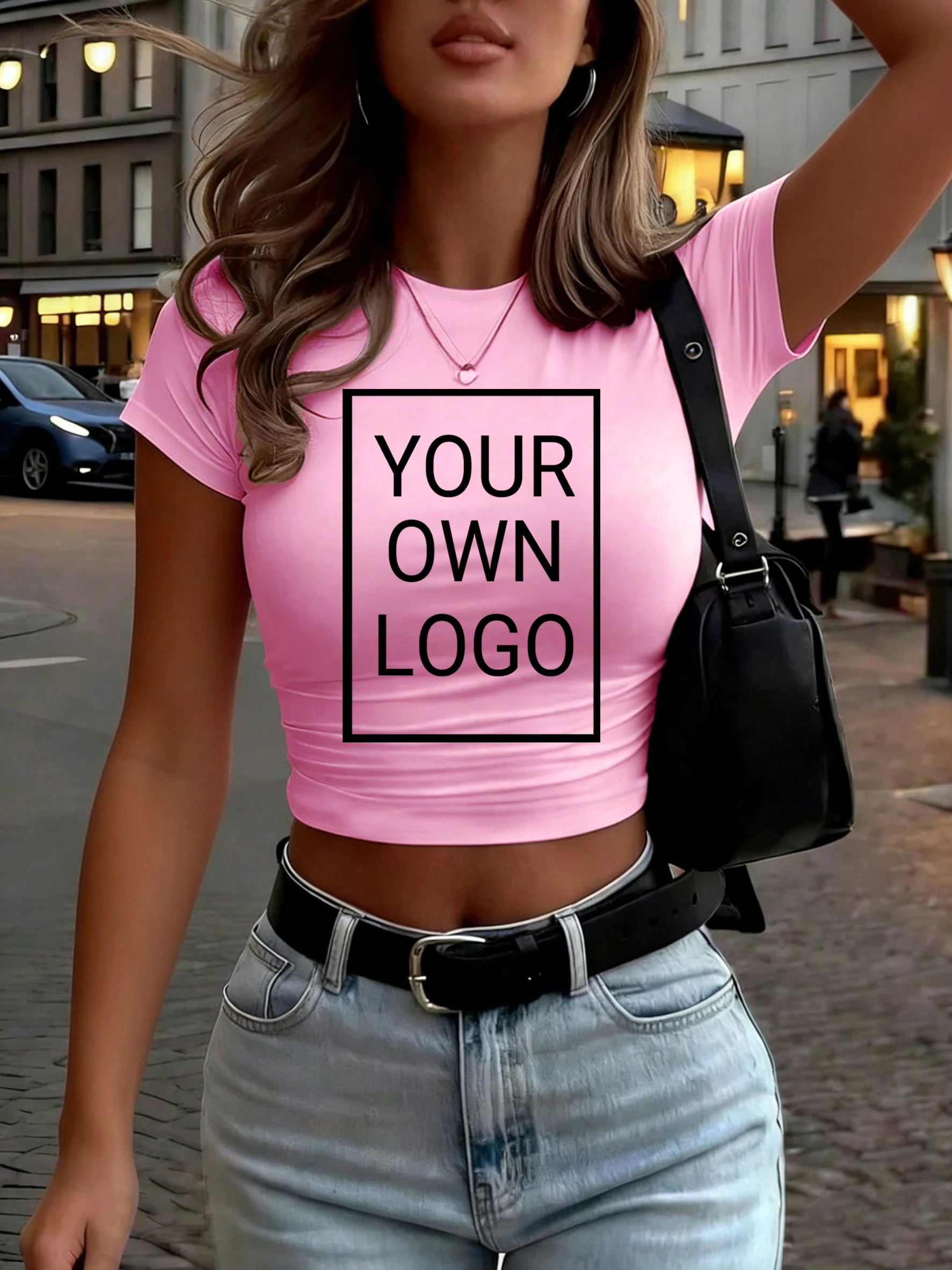 Customized The Logo Picture Women Crop T-Shirt Y2K Slim Summer Short Sleeves Comfortable DIY T Shirts Sexy Street Tee Tops