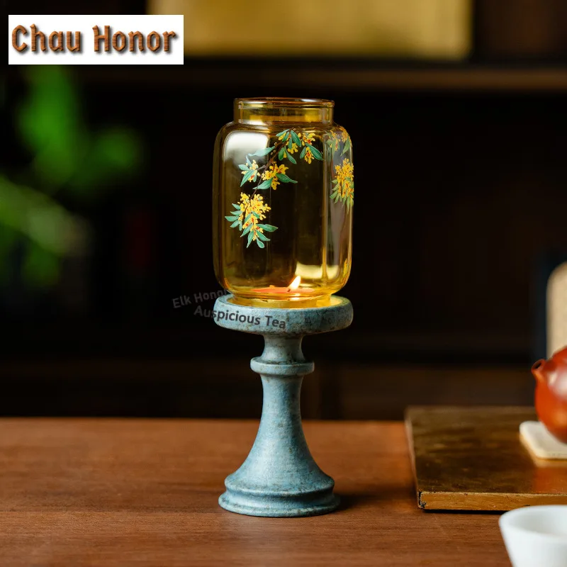 Osmanthus Ceramic Candle Holder Japanese Candles and Owners Scented Aromatic Candles Candle Lights Tea Ceremony Room Decor Gift