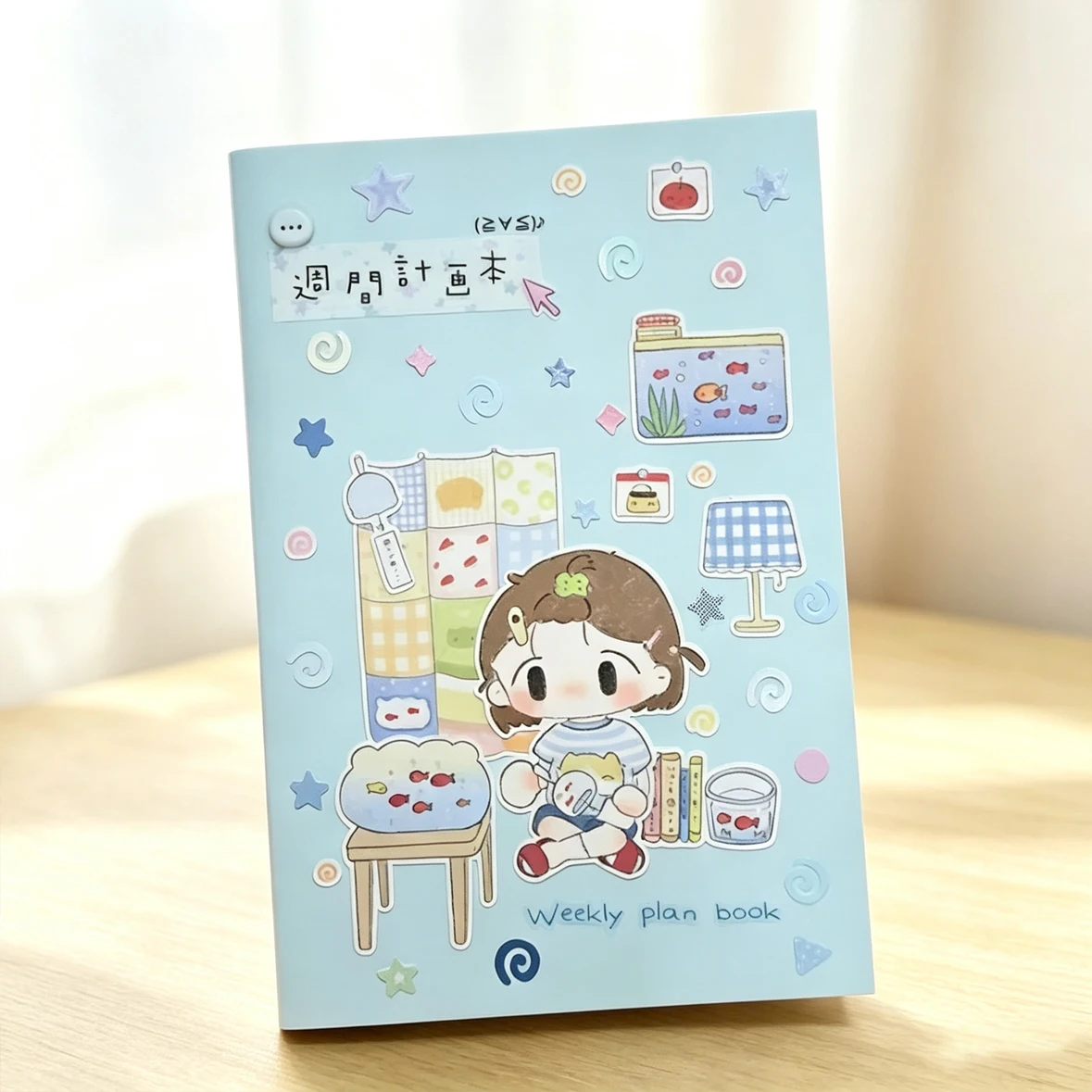Japanese-style INS Notebook Milky Blue Undated A7 Weekly Planner Stylish with Various Colorful Pages Portable Journal Cute Gift
