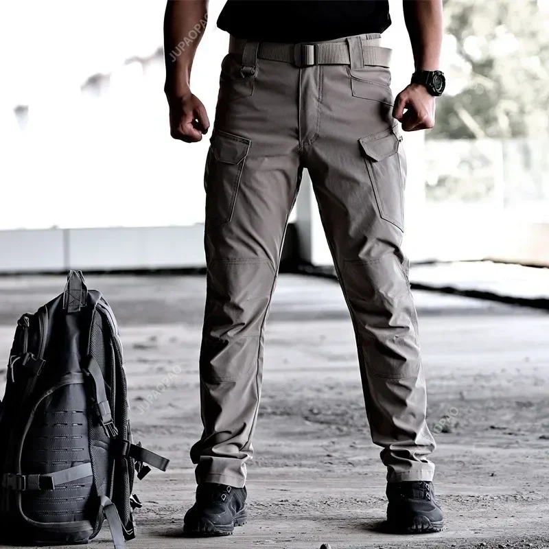 Mens Tactical Pants Multiple Pocket Elasticity Military Urban Commuter Tacitcal Trousers Men Slim Cargo Pant Summer Quick Drying