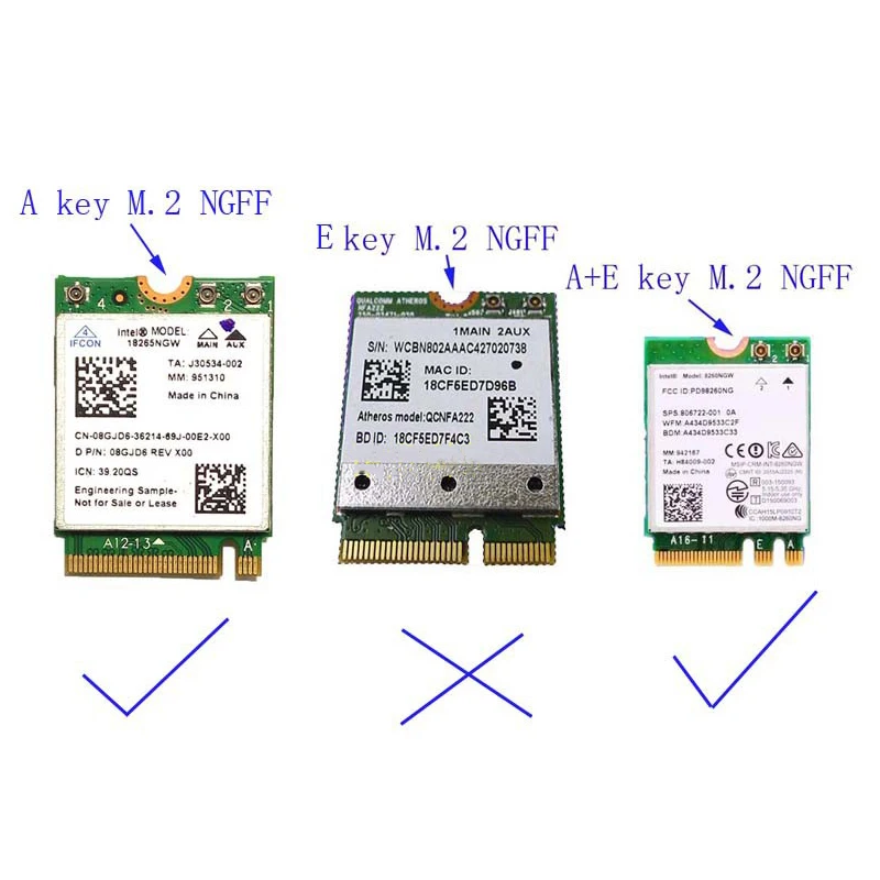 A + E Key A Key M.2 NGFF Wi-Fi карта к M-Key PCIe M.2 NGFF конвертирует адаптер карты M-Key M.2 NGFF на A/A + E Key M.2 NGFF Wi-Fi адаптер