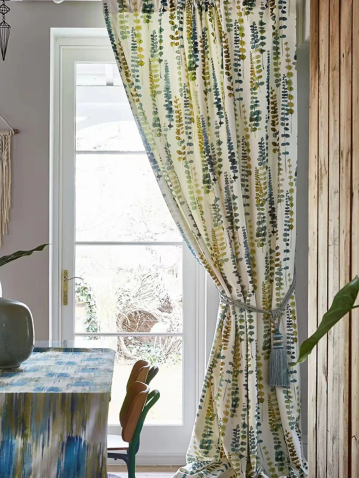 

Original American Luxury Water Ink Le Curtain Fabric Cus Made Decorative Semi-Privacy Cotton Material for Bay