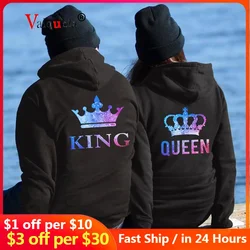 Homens e mulheres Hoodies Moletons, Amantes Hoodies, Casais Hoodies, Casais Costumes, RAINHA, KING CROWN