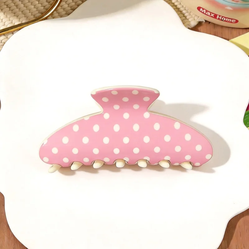 Korean Style Bright Color Hair Claw Clip For Women Polka Dot Clip Back Of The Head Plate Hair Clip Not Easy To Slip Off view 4