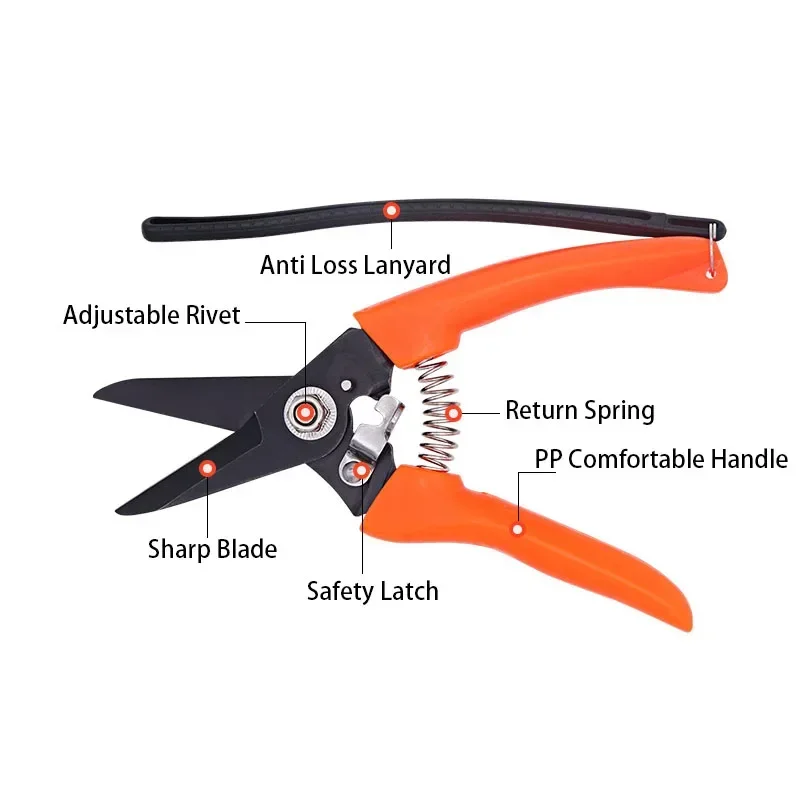 Nożyce do cięcia gałąź drzewa ze ostrze ze stali nierdzewnej uchwyt pcw Clipper ogrods czernienie przycinanie nożycowe narzędzia ręczne do