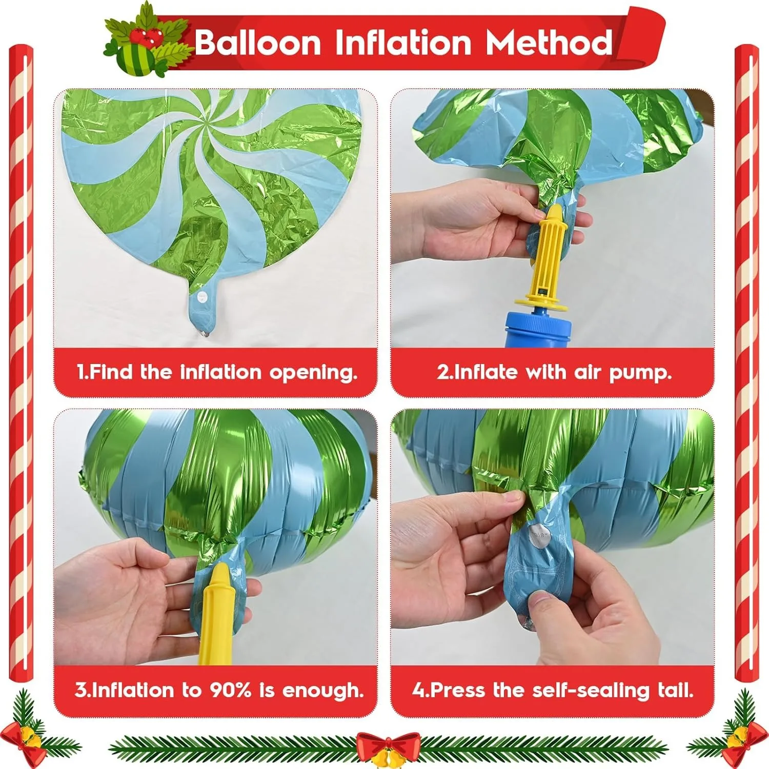 30 قطعة من بالونات قصب حلوى عيد الميلاد من رقائق معدنية لعيد الميلاد وحفلات أعياد الميلاد لوازم ديكور حفلات رأس السنة الجديدة والحلوى الحلوة لتزيين العطلة #6