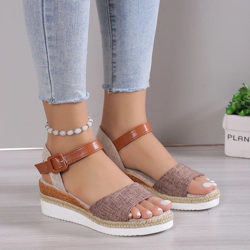 Alpargatas De cuña para Mujer, Sandalias De gladiador antideslizantes con punta abierta, Sandalias De plataforma a la moda, Verano